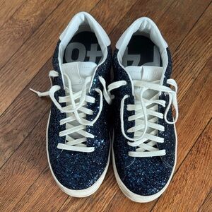 P448 Navy Glitter Sneakers with White Laces